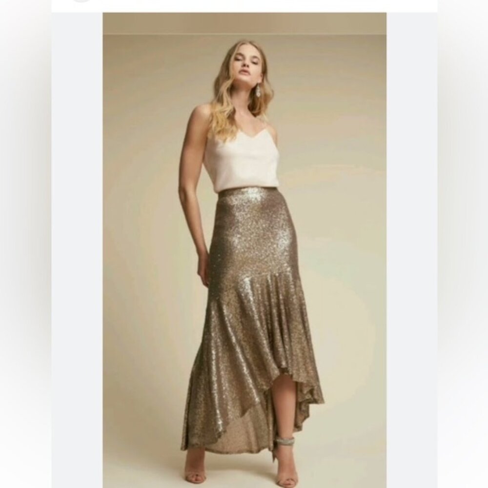 Jenny Yoo Sequin High Low Skirt - BHLDN - Size 6